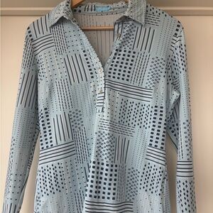 J. McLaughlin Light Blue Patterned Shirt